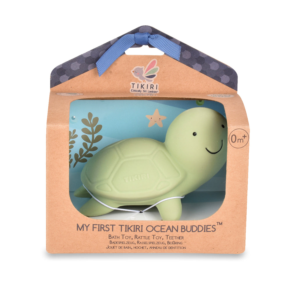 Turtle Natural Organic Rubber Teether, Rattle & Bath Toy