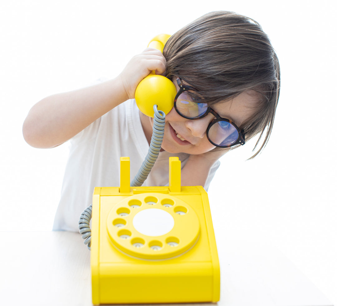 Wooden Retro Yellow Telephone